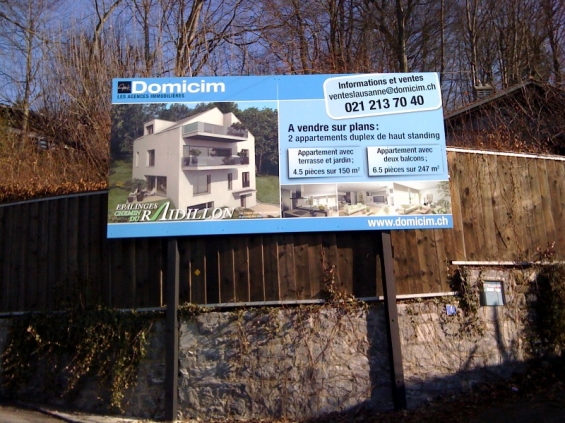 Image Panneau de vente pour l'agence Domicim - Epalinges / Vaud